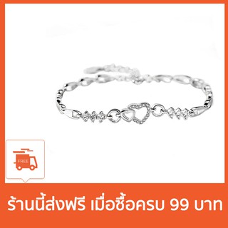 สร้อยข้อมือลูกปัดเงินผู้หญิง Cubic Zirconia Xmas