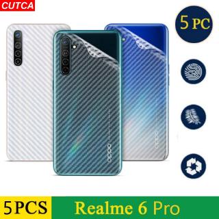 (5 ชิ้น) 3D คาร์บอนไฟเบอร์ปกหลังฟิล์มป้องกันสำหรับ OPPO A9 2020 A5 2020 Realme 6 Pro Realme 5 Pro Realme 5i Realme XT ป้องกันหน้าจอสติ๊กเกอร์ไม่แก้ว