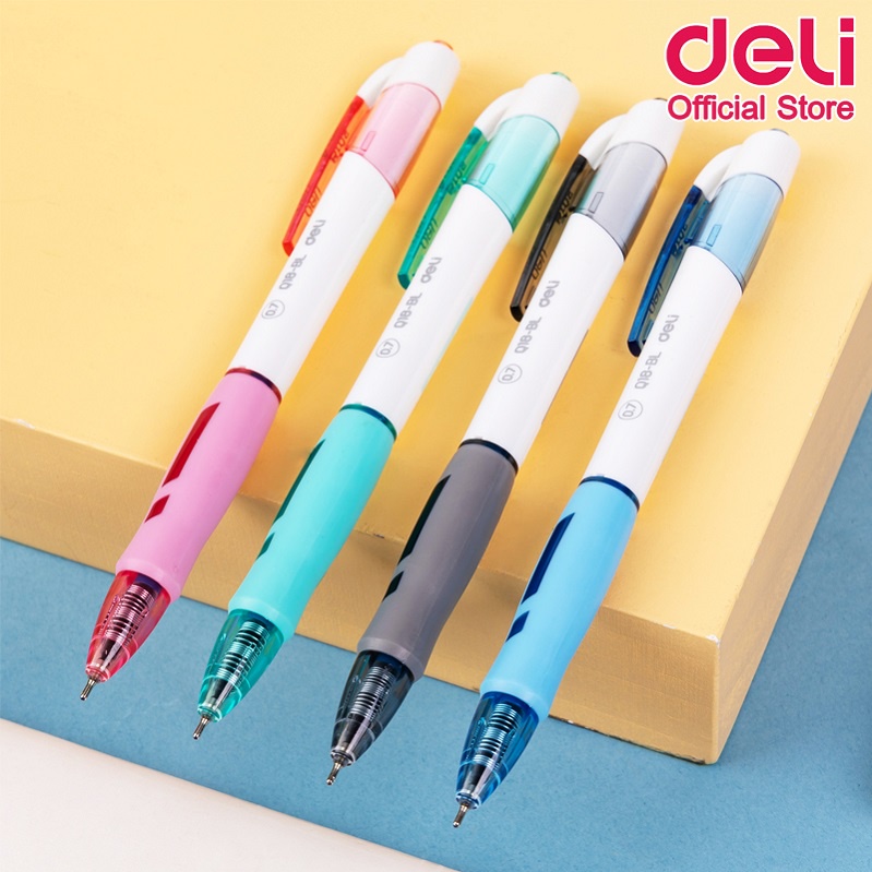 deli-q18-ballpoint-pen-mini-tip-0-7mm-ปากกาลูกลื่นแบบกด-ขนาดเส้น-0-7mm-คละสี-2-แท่ง-ปากกา-ปากกาลูกลื่น-เครื่องเขียน