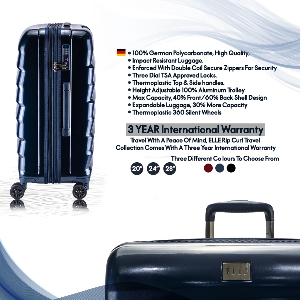 elle-travel-ripcurl-collection-100-polycarbonate-pc-medium-size-24-luggage-aluminum-trolley-360-silent-wheels
