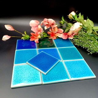 🔘 SPP TILE – LANYHOK FAVS  กระเบื้องเคลือบ แตกลาน ศิลาดล ปูสระว่ายน้ำ 4x4” 90 แผ่น Ice Style Crackle Glaze Tiles Celadon