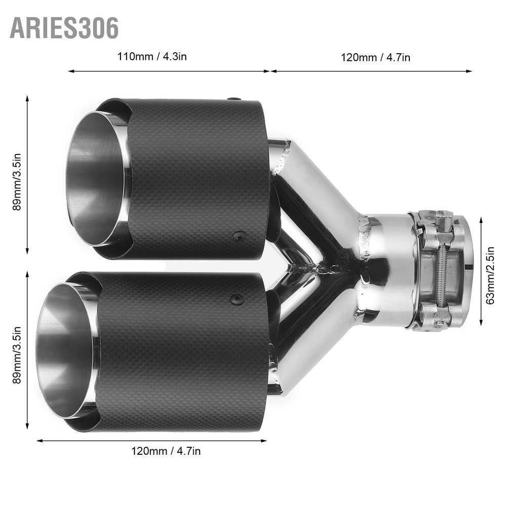 aries306-ปลายท่อไอเสียคาร์บอนไฟเบอร์-รูปตัว-y-แบบคู่-อุปกรณ์เสริม-สําหรับรถยนต์