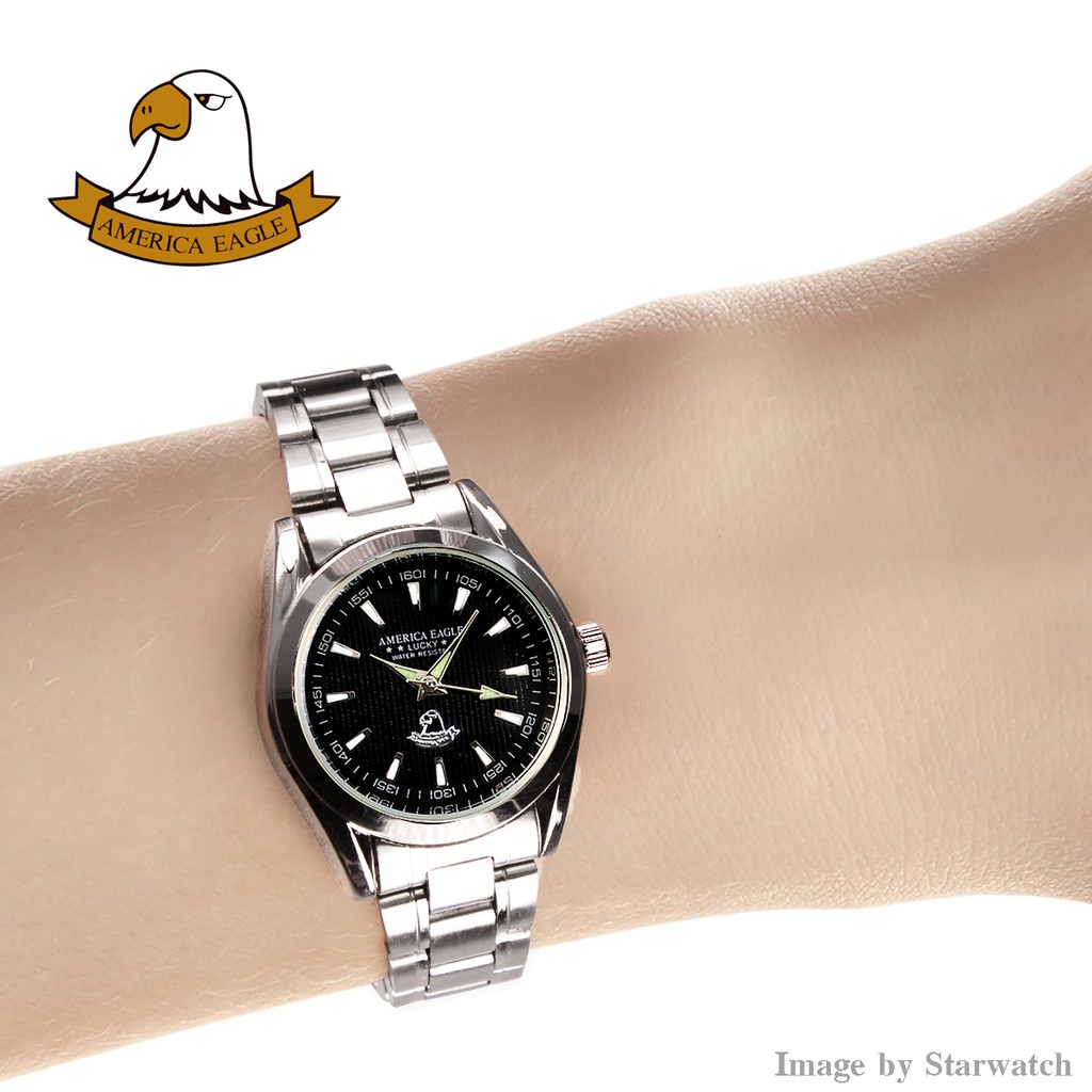 นาฬิกาข้อมือผู้ชาย-นาฬิกาผู้หญิง-นาฬิกา-america-eagle-สำหรับผู้หญิง-สายสแตนเลส-กันน้ำ-ของแท้-รุ่น-ae023l-ฟรีกล่อง-ชำระ