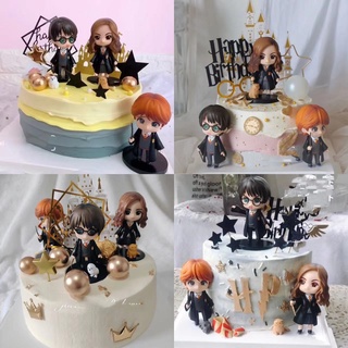 ตุ๊กตาฟิกเกอร์ PVC รูปการ์ตูน Harry Potter Ron Weasley Tinytan สําหรับตกแต่งเค้กวันเกิด 3 ชิ้น ต่อชุด