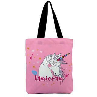กระเป๋าผ้า ลายยูนิคอร์นสีชมพู น่ารัก สายหวาน Unicorn sweet