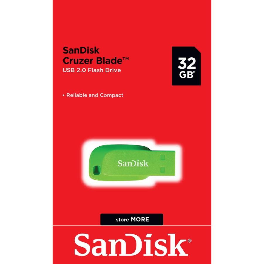 ภาพสินค้าSanDisk CRUZER BLADE USB แฟลชไดร์ฟ 32GB Green, USB2.0 (SDCZ50-032G-B35GE สีเขียว) จากร้าน sandisk_thailand_officialshop บน Shopee ภาพที่ 1