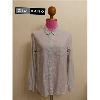 Giordano Brand_2nd hand เสื้อเชิ้ตแขนยาวผ้าฝ้าย​ 55​% อื่น​ 45% Size S แท้มือสองกระสอบนำเข้า​ (made in China 🇨🇳)