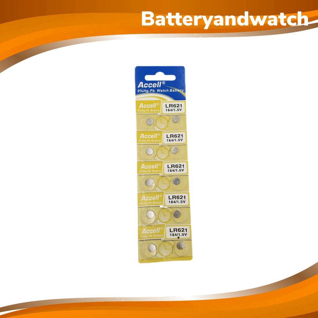 ถ่านกระดุม Accell LR621 , 621 0% Hg Pb Battery 1.5V แพ็คละ 10 เม็ด ...
