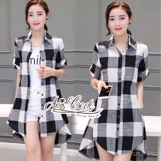 Shirt mini dress lady plaid