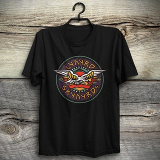 เสื้อยืดผู้ เสื้อยืด พิมพ์ลายโลโก้การ์ตูน Four Season Lynyrd Skynyrd Eagle Ronnie Van Zant Gary Rossington Allen Collins