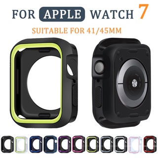 เคสซิลิโคน + เคสแข็งสําหรับ apple watch series 7 45 มม. 41 มม. กันชนยางสําหรับ iwatch 7 41 มม. 45 มม.