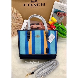 COACH MOLLIE TOTE 25 IN SIGNATURE JACQUARD WITH STRIPES สินค้า coach factory outlet