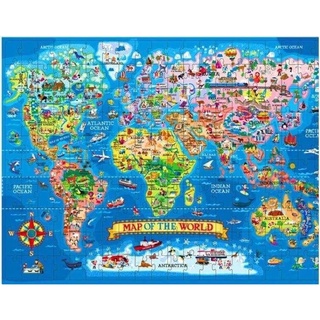 [พร้อมส่งจากไทย]  จิกซอว์แผนที่โลก Map of the world puzzle 200 ชื้น ฝึกคิดวิเคราะห์  ฝึกความอดทน สร้างสมาธิ &gt;&gt; 2N KIDS