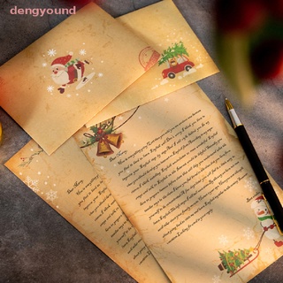 Dengyound กระดาษเขียนจดหมาย สีน้ําตาล สไตล์วินเทจ 6 ชิ้น สําหรับปาร์ตี้คริสต์มาส ปีใหม่ Noel Nice