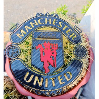 Manchester United โลโก้แมนเซสเตอร์ ยูไนเต็ด เหล็กตัดเลเซอร์ขนาด 18*18 cm. เคฟล่า/ผีแดง พ่นเคลือบเงา 2k ทนทุกสภาวะอากาศ