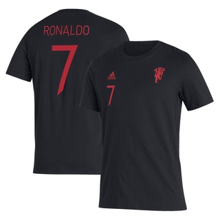 เสื้อยืดสวยๆManchester United adidas T-Shirt Cristiano Ronaldo and Bruno Fernandes - Black (เสื้อยืดแมนยูไนเต็ดของแท้100