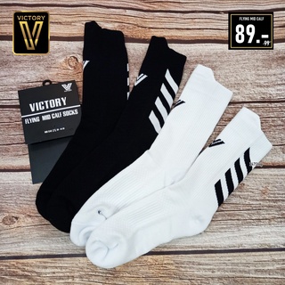 ถุงเท้ากีฬาครึ่งแข้ง ไม่มีกันลื่น ขนาดฟรีไซส์ผู้ใหญ่ VICTORY รุ่น FLYING MID CALF