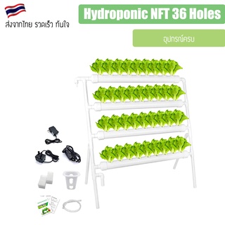 ชุดคิท Hydroponic NFT 36 Holes Growing System with Special Fertilizer Timing Cycle, PVC Pipe Garden Plant Kit ไฮโดรโปรนิ