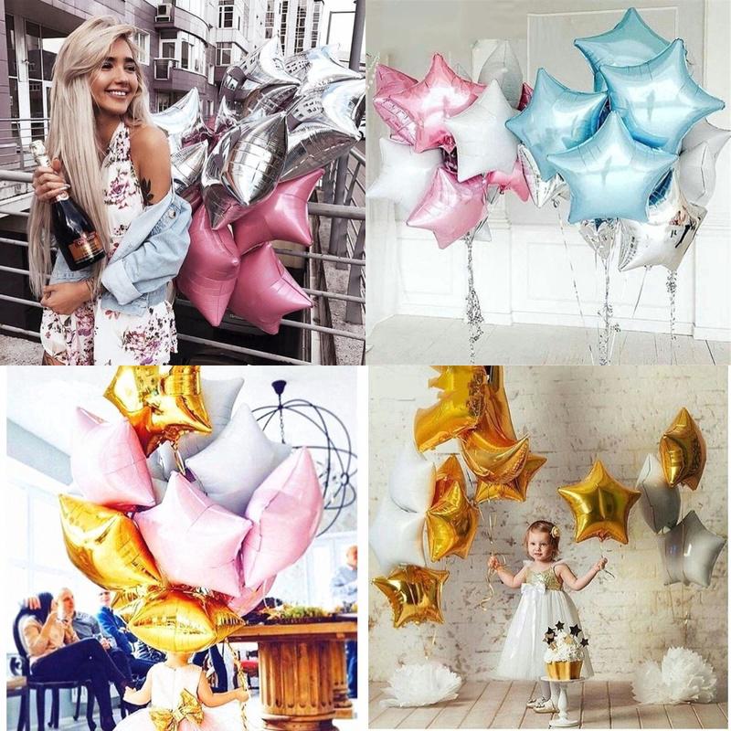 5pcs 18 inch pink sliver star helium foil Balloons Girls Birthday  Party Decor