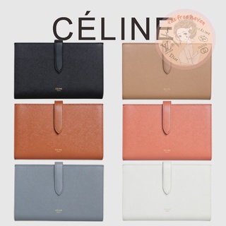 Shopee ราคาต่ำสุด 🔥ของแท้ 100% 🎁Celine Brand New STRAP Large Grain Calfskin Wallet