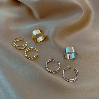 ชุดแหวนนิ้วชี้ ปรับขนาดได้ แฟชั่นฮิปฮอป สไตล์เรโทร สําหรับผู้หญิง 3 ชิ้น
