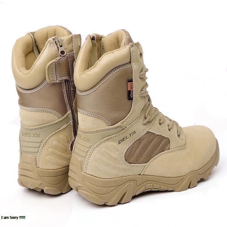 รองเท้าเดินป่าสไตล์ทหารอเมริกัน-เดลต้า-ข้อยาวสีทราย-ทนทาน-เซฟตี้-กันน้ำ