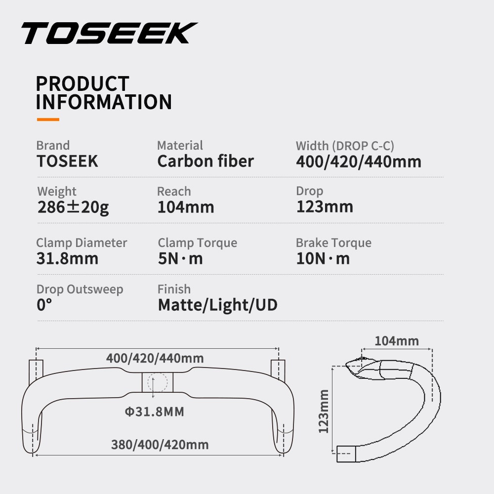 toseek-อะไหล่แฮนด์บาร์คาร์บอน-31-8-มม-400-420-440-มม-สําหรับรถจักรยานเสือหมอบ