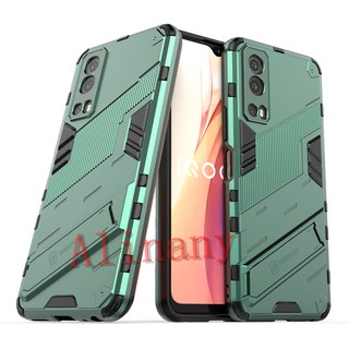 เคส Vivo Y72 5G Case Shockproof พลาสติกแบบแข็ง Armor Stand Phone Casing Vivo Y72 5G VivoY72 Back Cover