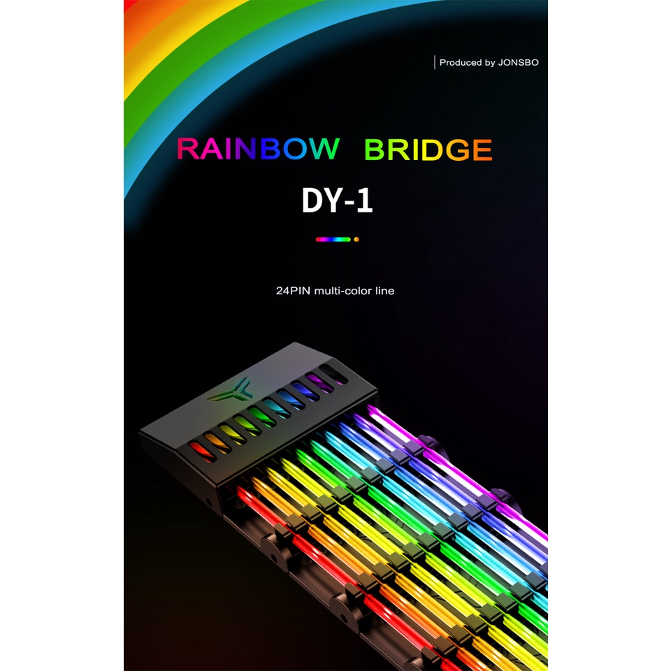 jonsbo-rainbow-bridge-dy-1-symphony-สายไฟ-24pin-5v-argb-ซิงโครไนซ์แสง-เอฟเฟกต์แสงสีรุ้งอัตโนมัติ