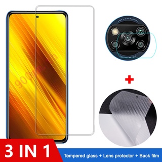 ฟิล์มกระจกกระจกนิรภัย ตัวป้องกันหน้าจอ 3-in-1 สำหรับ Xiaomi Poco X3 NFC F2 M4 F1 X4 Pro 5G Redmi Note 11s 11 Pro ฟิล์ม Poco X4 M4 Pro 5G