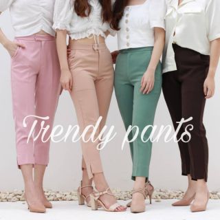 Beonfleek.store Trendy pants กางเกงขายาว9ส่วน​ ปลายขาผ่าทรงเล็ก