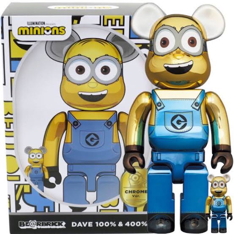 Bearbrick DAVE 100% & 400% Set CHROME Ver.