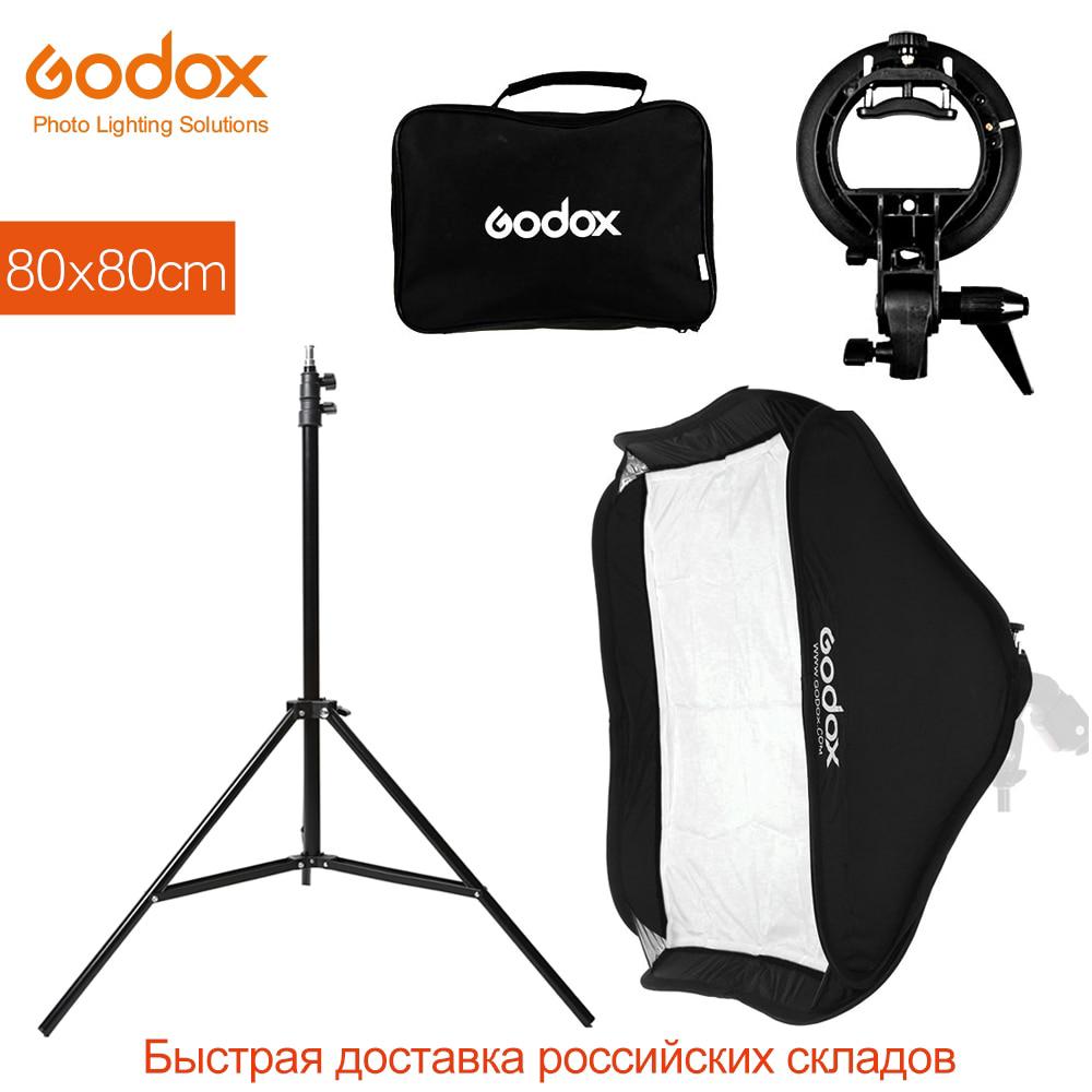 Godox 80x80 . 31x31 In Flash Speedlite Softbox + ขาตั้งกล้อง + ชุดอุปกรณ์ยึดแฟลชขาตั้งกล้องสำหรับถ่ายภาพ