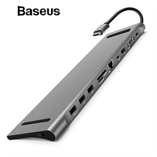 สินค้า BASEUS HUB Adapter 11 in1 อะแดปเตอร์เสียง Usb C  อุปกรณ์เชื่อมต่อโน้ตบุ๊ก HDMI type C อะแดปเตอร์