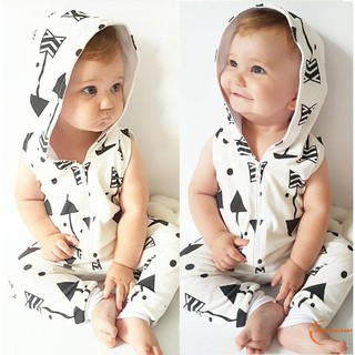 UEF-ทารก Romper Infant Baby เสื้อผ้าเด็ก Hooded Sleeveless Cute Zipper Jumpsuit Outfits เสื้อผ้าเด็กทารก