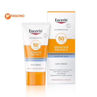 Eucerin Sun Creme Face SPF50+ 50ml ยูเซอริน ครีมกันแดดสำหรับผิวหน้า ให้ความชุ่มชื้น กันน้ำ