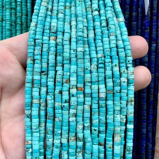 เทอร์คอยส์ อเมริกา Turquoise USA ทรงกระบอกสั้น 2*4 mm เส้นยาว เกรด A