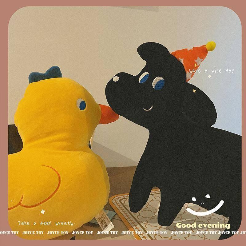 ตุ๊กตาหมาสีดำและเป็ดสีเหลือง-ของเล่นตุ๊กตา-หมอน-ของขวัญวันเกิด-ตุ๊กตาเกาหลี