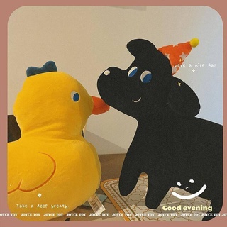 ตุ๊กตาหมาสีดำและเป็ดสีเหลือง/ของเล่นตุ๊กตา/หมอน/ของขวัญวันเกิด/ตุ๊กตาเกาหลี