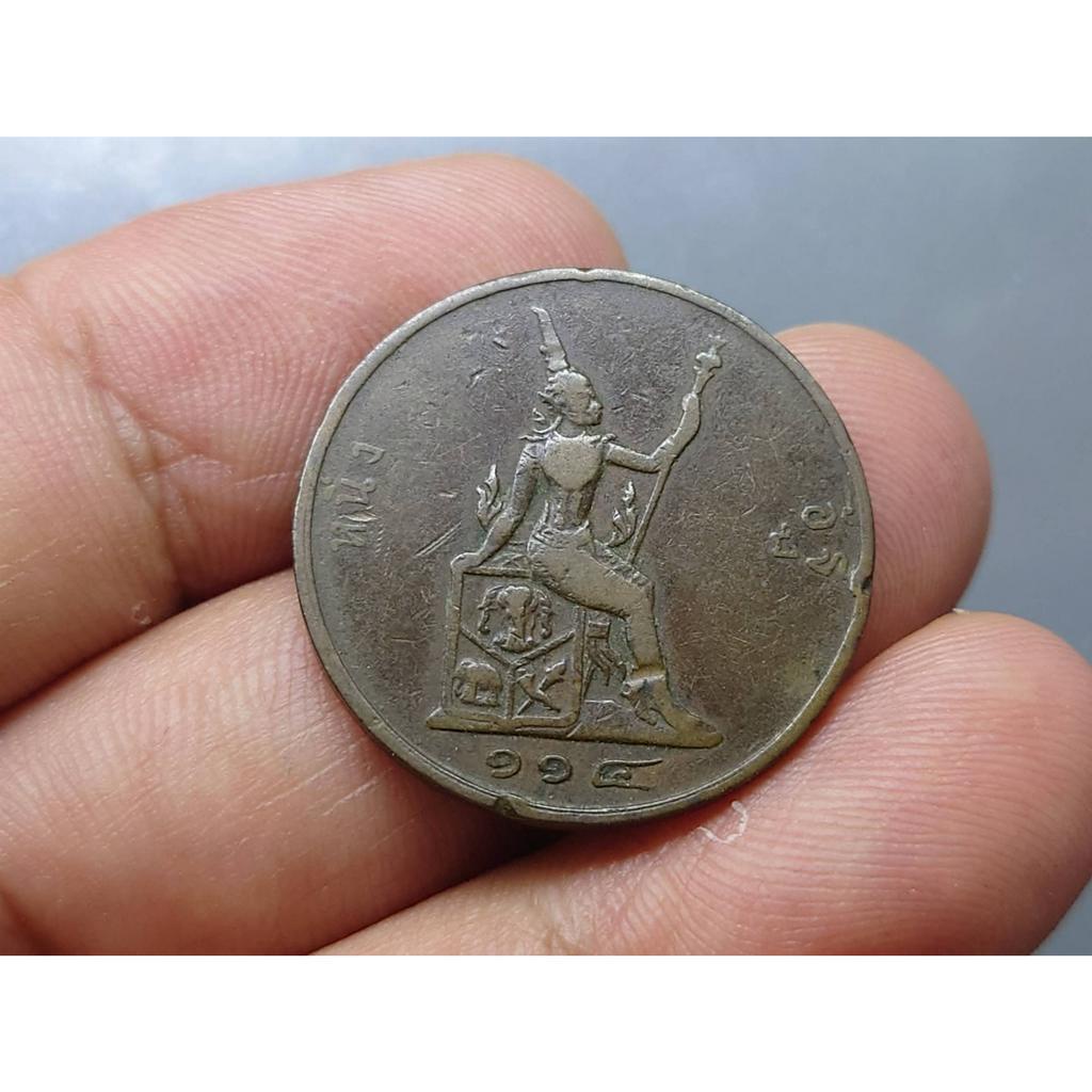 เหรียญอัฐ-สมัย-ร5-เนื้อทองแดง-พระบรมรูป-พระสยามเทวาธิราช-ร-ศ-114-พิมพ์ใหญ่-หางยาว