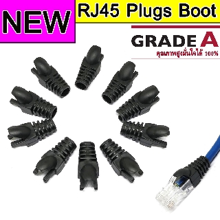 ภาพหน้าปกสินค้าบูทครอบหัว RJ45 RJ45 สีดำ Boot ( RJ45 Connector Caps Cat5e Cat6 RJ45 Plug Boots Strain Relief Ethernet Network Cable. ที่เกี่ยวข้อง