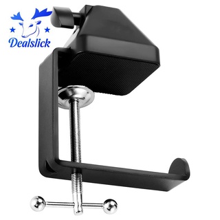 Heavy-Duty Table Mount Clamp, C Mounting Clamp Holder with Headset Hook Hanger for Microphone Suspension Boom Arm Stand