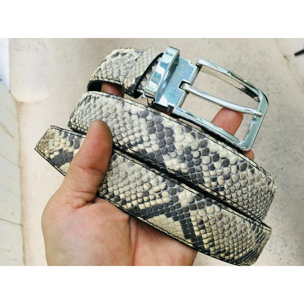 เข็มขัดผู้ชายหนังงูเหลือมแท้ ยาว 46" Genuine Natural Python Snake Skin ...