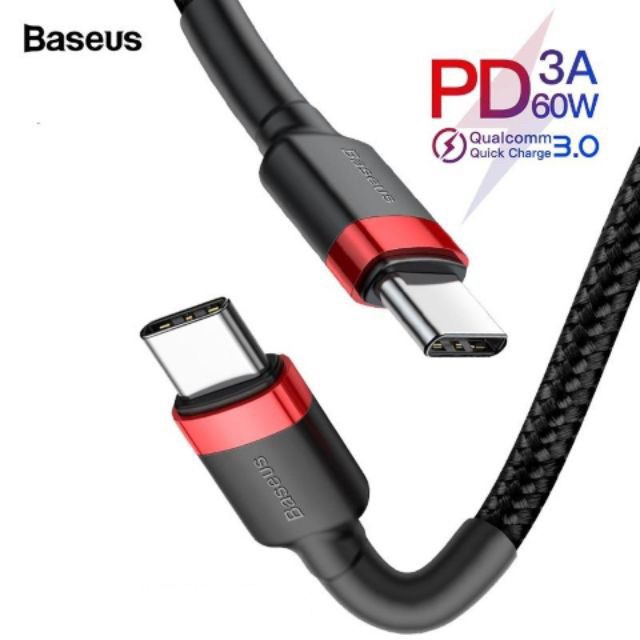 baseus-pd2-0-60w-สายชาร์จเร็ว-pd-type-c-to-type-c-1เมตร-qc3-0-3a-เป็น-type-c-ทั้งสองด้าน-quic