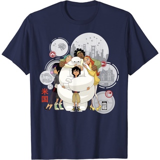 เสื้อยืดโอเวอร์ไซส์เสื้อยืด พิมพ์ลายกราฟิก Disney Big Hero 6 TV Series Baymax Hugs สําหรับผู้ใหญ่S-3XL