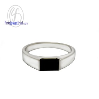 Finejewelthai-แหวนนิล-แหวนเงิน-แหวนพลอย-แหวนประจำเดือนเกิด-Onyx-Silver925-Ring - R1004on