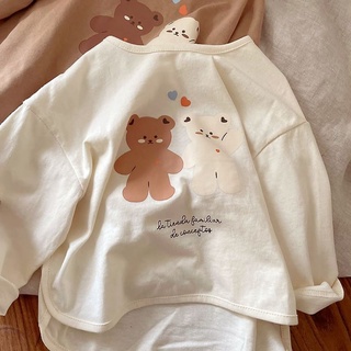 [Babycat] พร้อมส่ง ใหม่ เสื้อยืดลําลอง แขนยาว คอกลม ลายหมี สไตล์เกาหลี ญี่ปุ่น แฟชั่นฤดูใบไม้ร่วง สําหรับเด็กผู้ชาย ผู้หญิง 2022