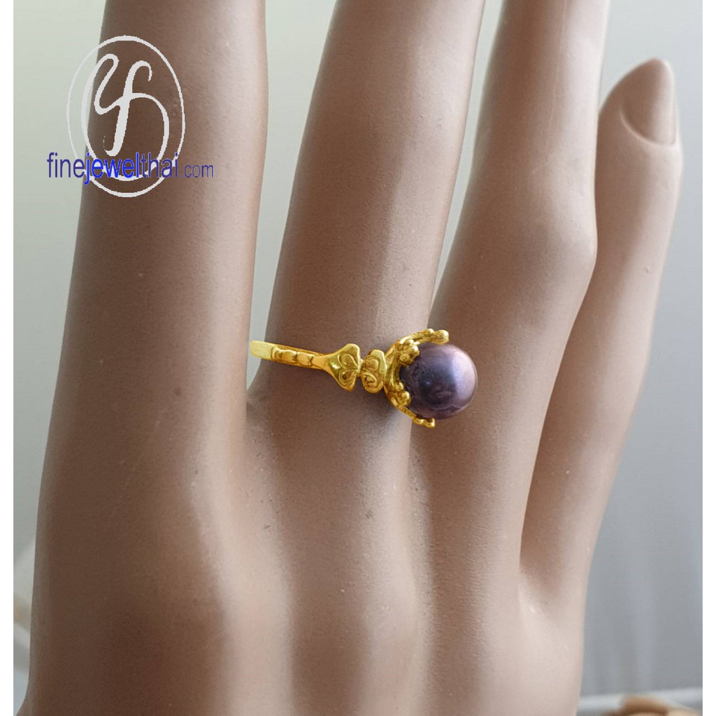 finejewelthai-แหวน-มุกแท้-แหวนเงิน-แหวนมุก-แหวนประจำเดือนเกิด-pearl-silver-ring-r1364pl-b-g