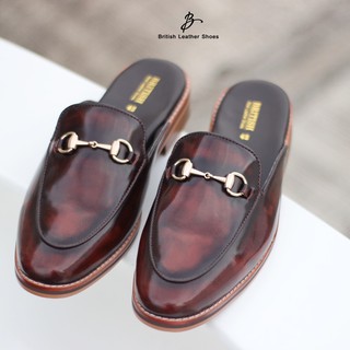 British รองเท้าหนังเปิดส้น รุ่น Backless Loafer (Brown) เฉพาะสั่งตัดตามไซส์