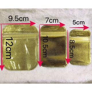 [ 1ชุด=10ใบ] ถุงทองซิลความร้อน เป็นอลูมิเนียมฟลอย ปากถุงแบบซิปช็อค มี3ไซส์（5✖️8.5cm、  7✖️10.5cm、9.5✖️12cm)